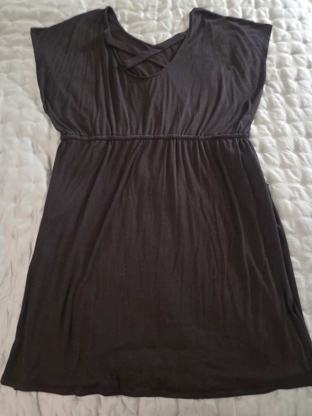 Torrid Midi Jersey Cross Back Slit Dress- Black - Picture 6 of 10